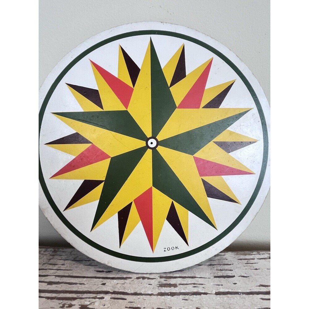 Vintage Zook Pennsylvania Dutch Folk Art Star/Compass Wall Art Trivet / Country